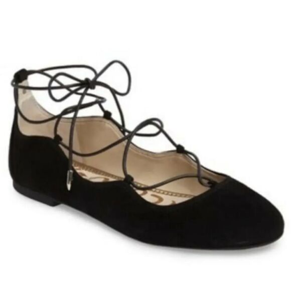 SAM EDELMAN FLYNT ANKLE STRAP TIE BALLET SUEDE LEATHER FLAT SHOE - Picture 11 of 15
